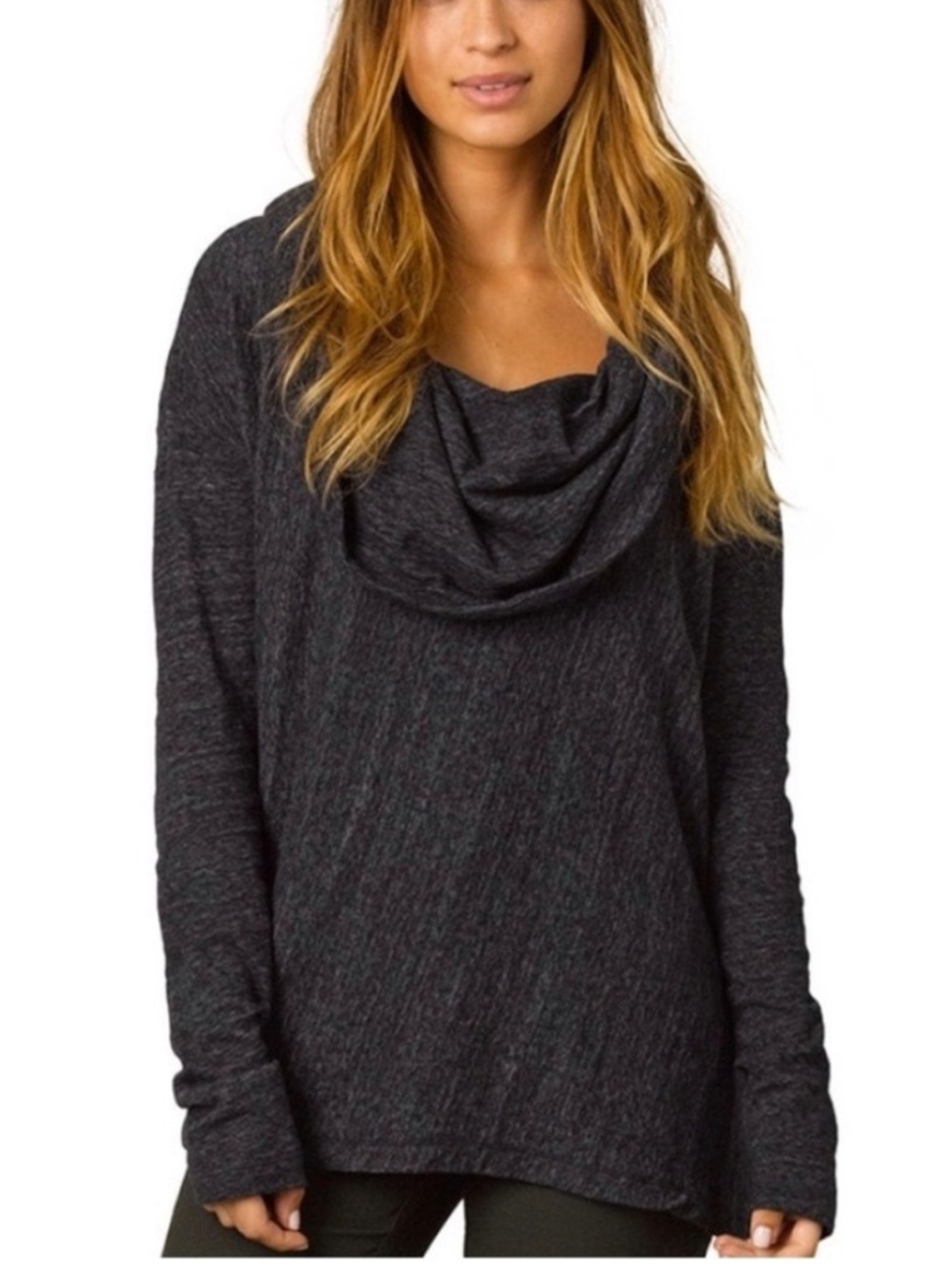 PrAna Ginger Women's Cowl Neck Yoga Charcoal Cowl Neck Women's Sweater Large